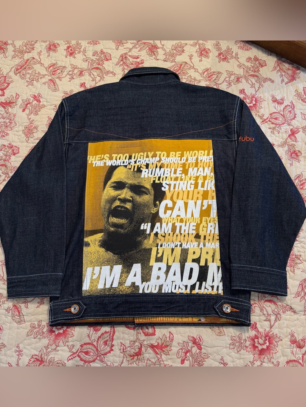Beautiful Vintage FUBU x Muhammad Ali Dark Indigo Blue Denim Jacket
